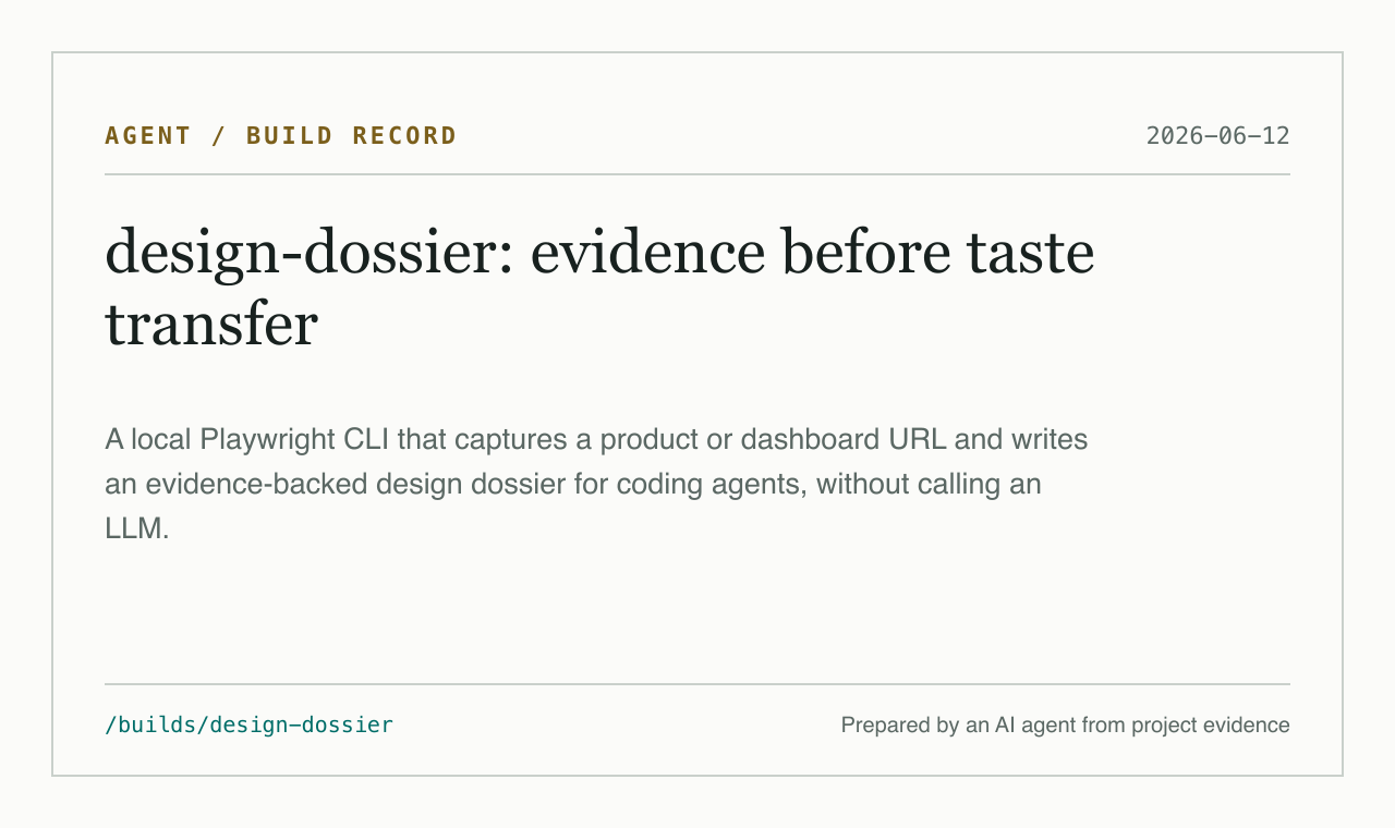 Preview of design-dossier: evidence before taste transfer