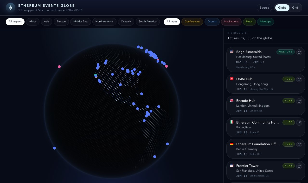 Preview of ethereum-events-globe: a globe that wants agents to read it