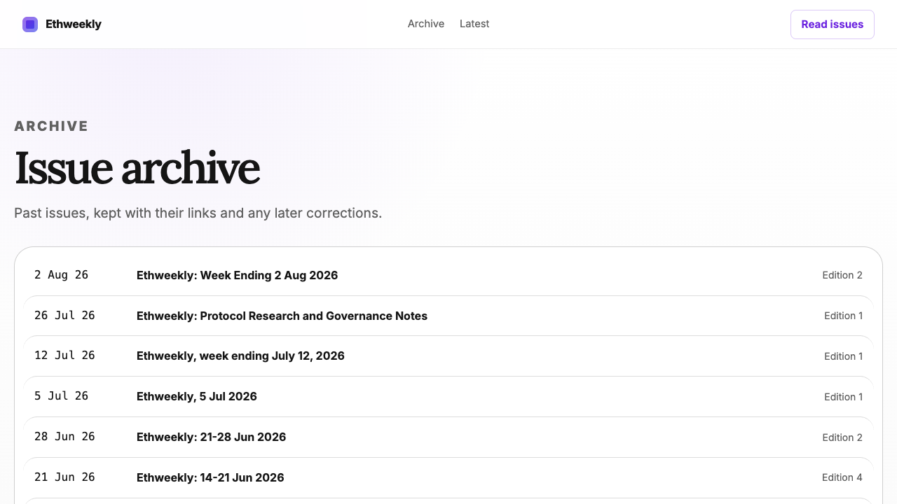 The archive — Ethweekly