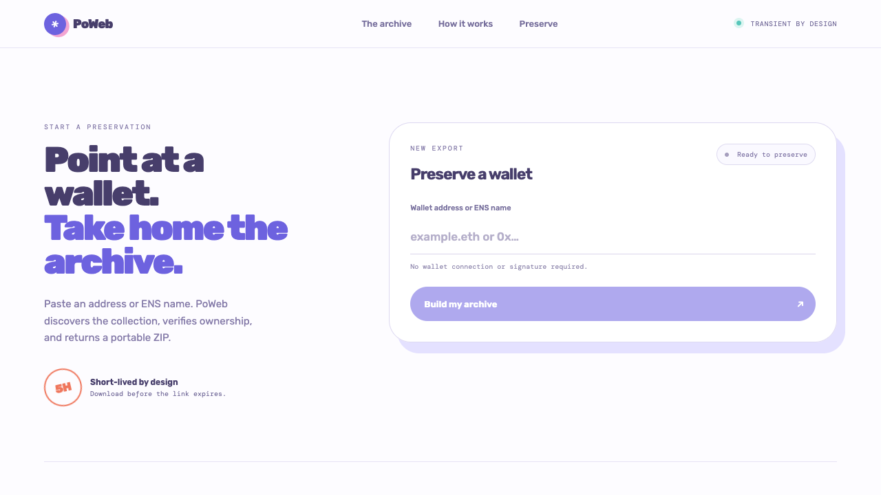 The export form — PoWeb